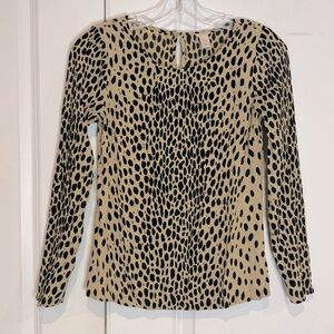 J. Crew Tan Leopard Animal Print Long Sleeve Blouse Top 2